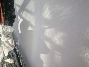 外壁塗装　玉吹き作業