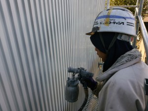 徳島県小松島市　外壁ガルバリウム鋼板塗装