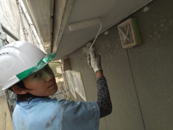 徳島　アパート　塗替え　軒天井