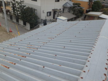 倉庫屋根　塗装　改修