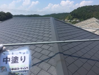 徳島県　屋根　中塗り　塗装