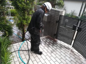 階段　タイル　洗浄　徳島県　上八万