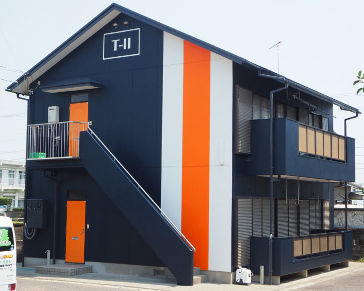  徳島県阿南市　アパート塗装　デザイナー塗装　T-コーポ様(T-Ⅱ)