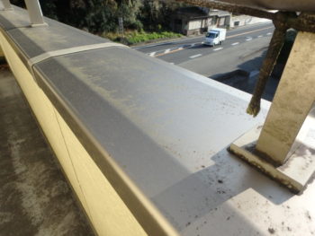 施工前　ベランダ　笠木　苔　徳島県