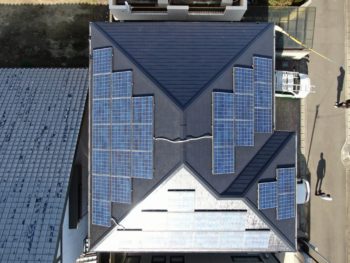 施工後　屋根　空撮　徳島県　鳴門市