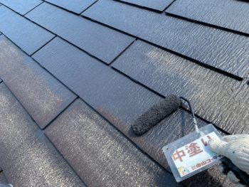 徳島 八万 屋根 塗装 中塗り