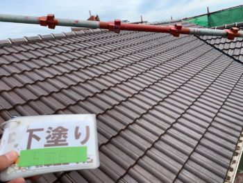 徳島県　藍住町　屋根　塗装　下塗り