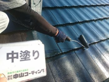 徳島県　松茂町　屋根塗装　中塗り