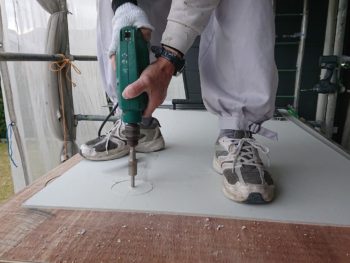 徳島県　阿南市　長生町　大工工事　軒天井　張り替え　施工前　裁断