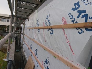 徳島県　阿南市　長生町　大工工事　外壁　カバー　防水シート　胴縁