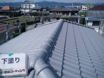 徳島県　石井町　屋根　塗装後　下塗り