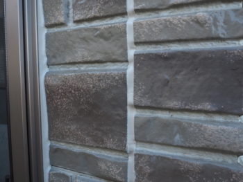 徳島県　石井町　施工後　タイル調サイディング　クリヤー塗装