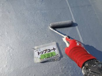 徳島県　中島田町　屋上防水　トップコート　2回目