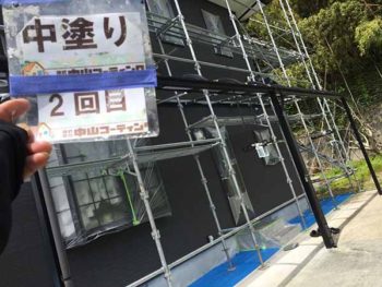徳島県　撫養町　外壁塗装　中塗り　塗装後