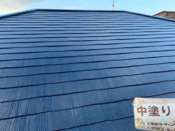 徳島県　大麻町　屋根　塗装　中塗り後