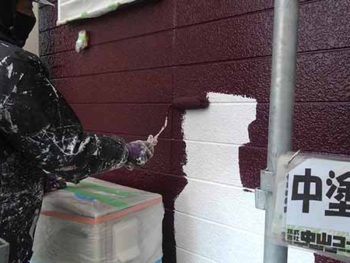 徳島県　大麻町　外壁塗装　中塗り