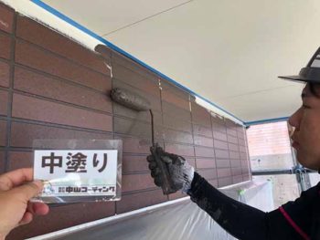 徳島県 松茂町 外壁塗装 中塗り