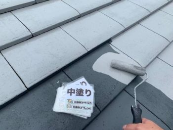徳島県　川内町　屋根　塗装　中塗り