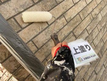 徳島県　北田宮　外壁　塗装　上塗り　クリヤー