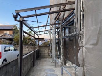 一時撤去　鉄骨　軒天　シャッターBOX　雨樋