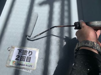 上塗り　防水　下塗り　軒天井　ケレン