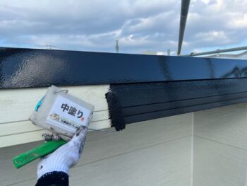 破風　軒天井　下塗り　雨樋　上塗り