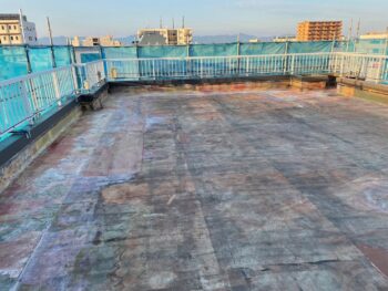 防水　屋上　シート　ウレタン　施工　完了