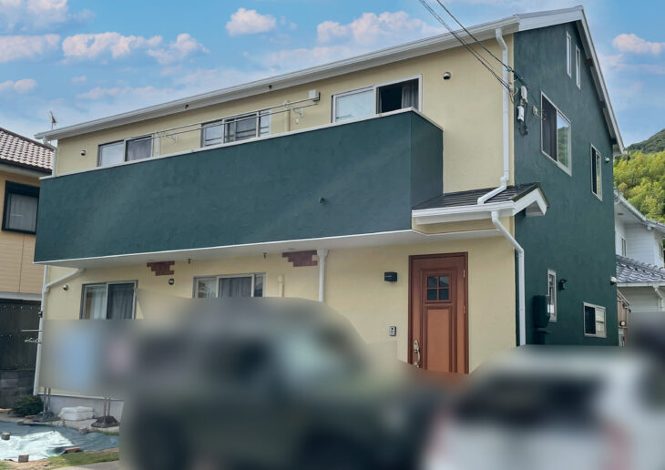   外壁は艶消し塗料で落ち着いた品質に「お家のイメージを変えるには色合いが重要」徳島県阿南市津乃峰町