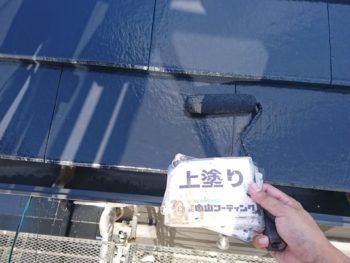 屋根　塗装　上塗り　徳島県　羽ノ浦町