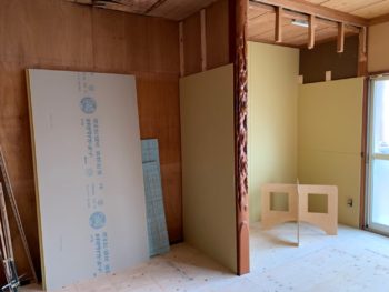室内工事　壁面　石膏ボード　徳島県