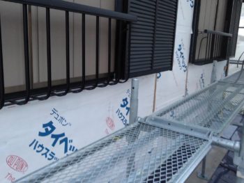外壁　防水シート　張替え後　徳島県　八万町