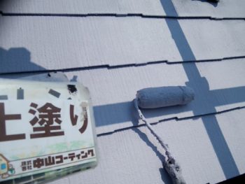 徳島県　藍住町　屋根　塗装　上塗り