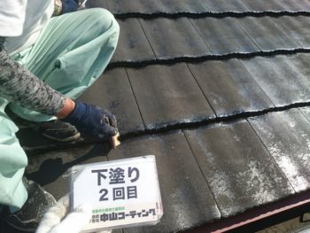徳島県　松茂町　屋根塗装　下塗り　２回目
