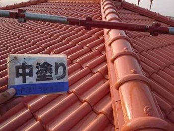 徳島県　小松島市　屋根塗装　中塗り　3回目　塗装後