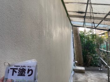 徳島県　沖洲町　外壁塗装　下塗り