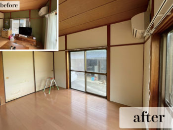 砂壁が見違えるほどに明るくなる塗装は淡彩色で広く　徳島県阿南市