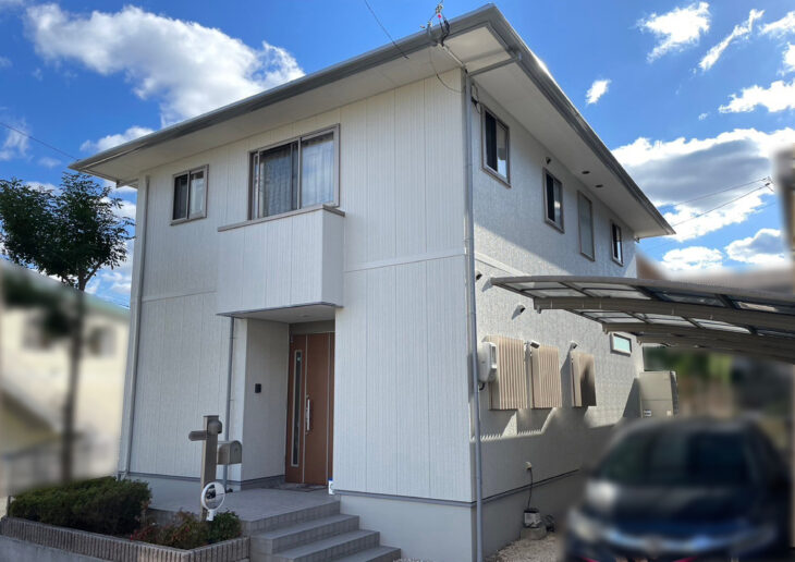   オフホワイトの外壁色【徳島市ミサワホームの外壁塗装】耐久性ある塗料メンテナンス