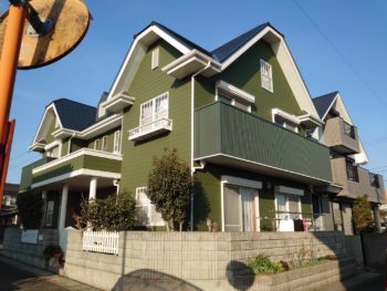 【艶消し　モスグリーン色で外壁塗装】理想的な色合いに　鳴門市大麻町S様
