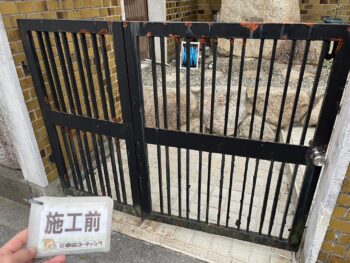 【徳島市】門扉塗装を行いました【施工中物件】