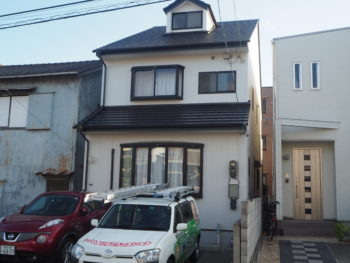 徳島市田宮　富士スレート瓦塗装　外壁無機塗装　施工例