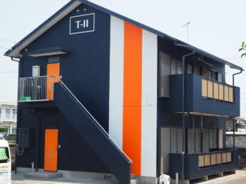 徳島県阿南市　アパート塗装　デザイナー塗装　T-コーポ様(T-Ⅱ)