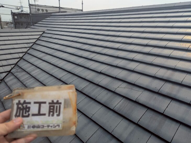 屋根　水洗い施工前です。