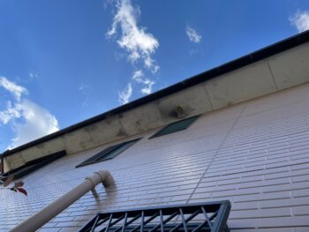 軒天井が黒く汚れています。