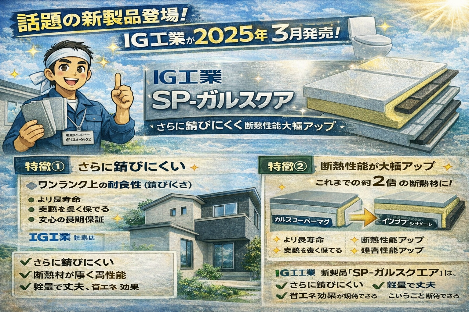 IG工業の新外壁材「SP-ガルスクエア」とは？耐久性・断熱性能