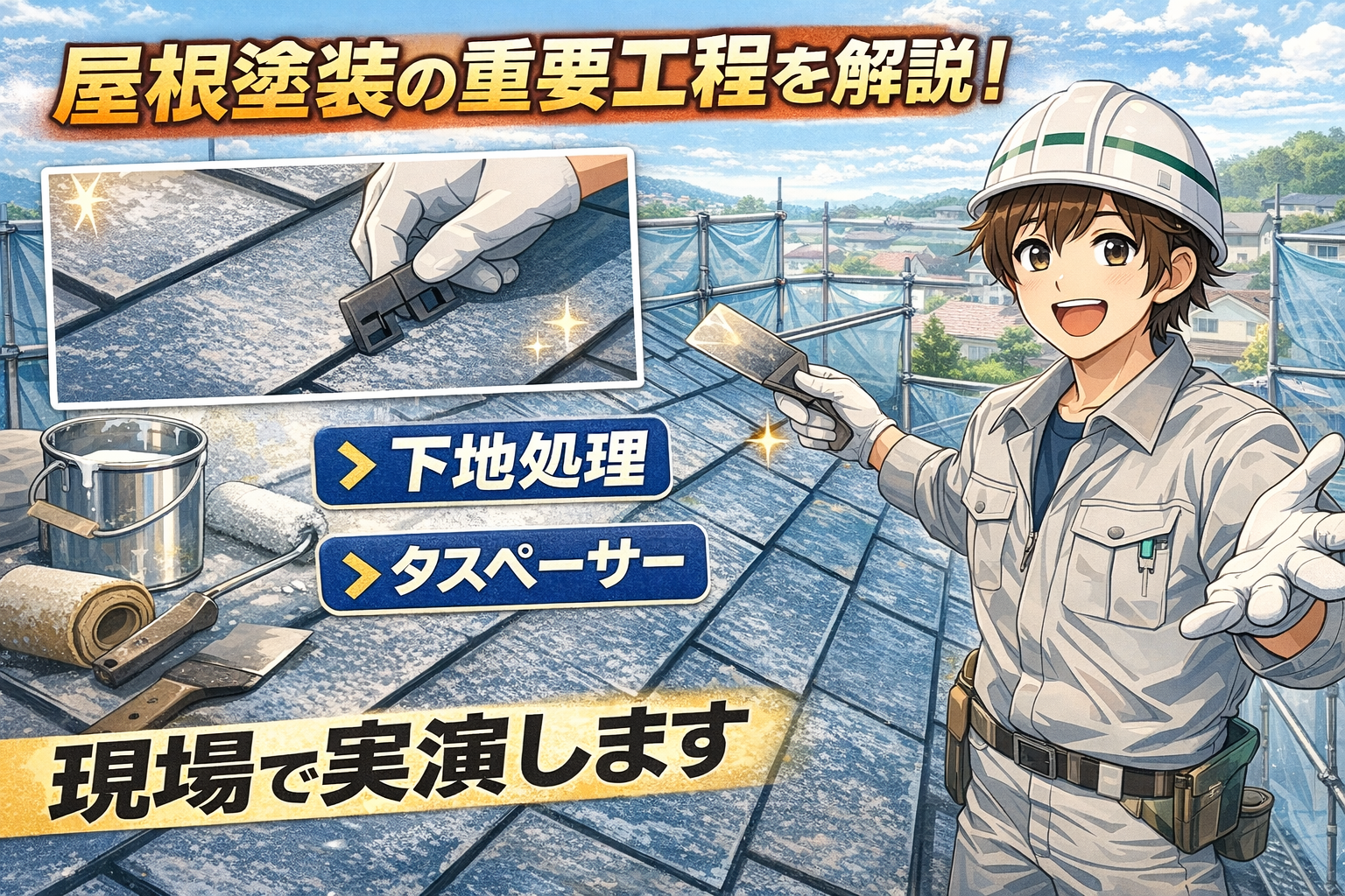 【実演】屋根塗装のカギ！タスペーサーと下地処理を徹底解説