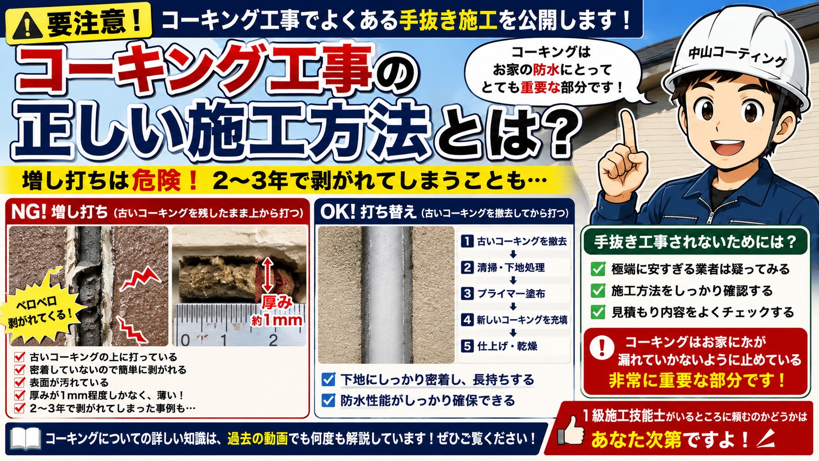 【要注意】コーキング工事でよくある手抜き施工を公開します！