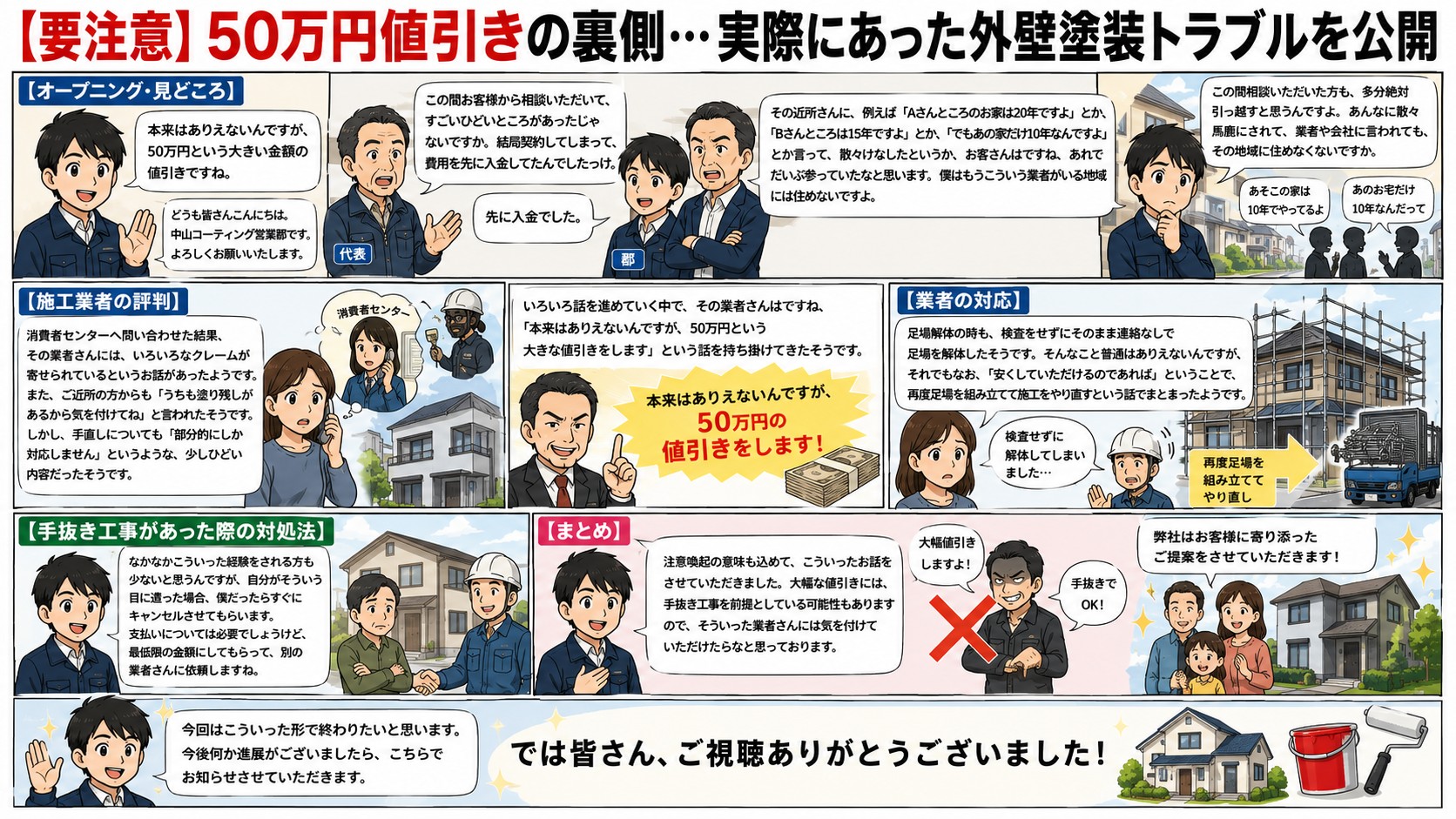 【要注意】50万円値引きの裏側…実際にあった外壁塗装トラブルを公開