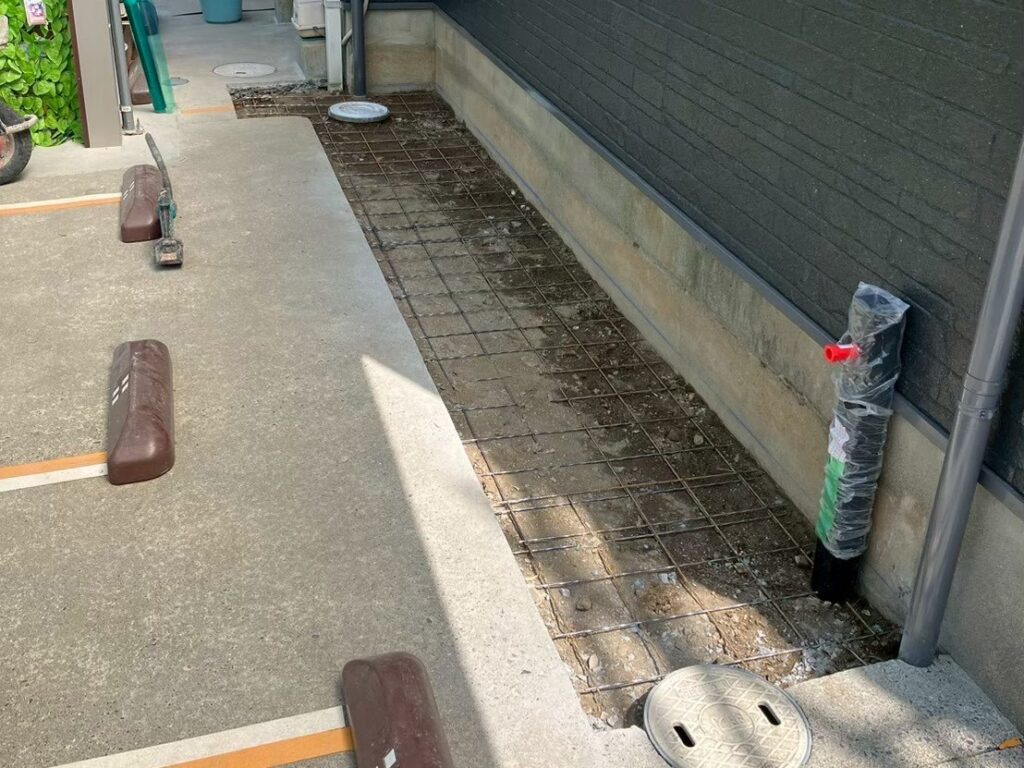 土間コンクリート施工の準備を進めます
